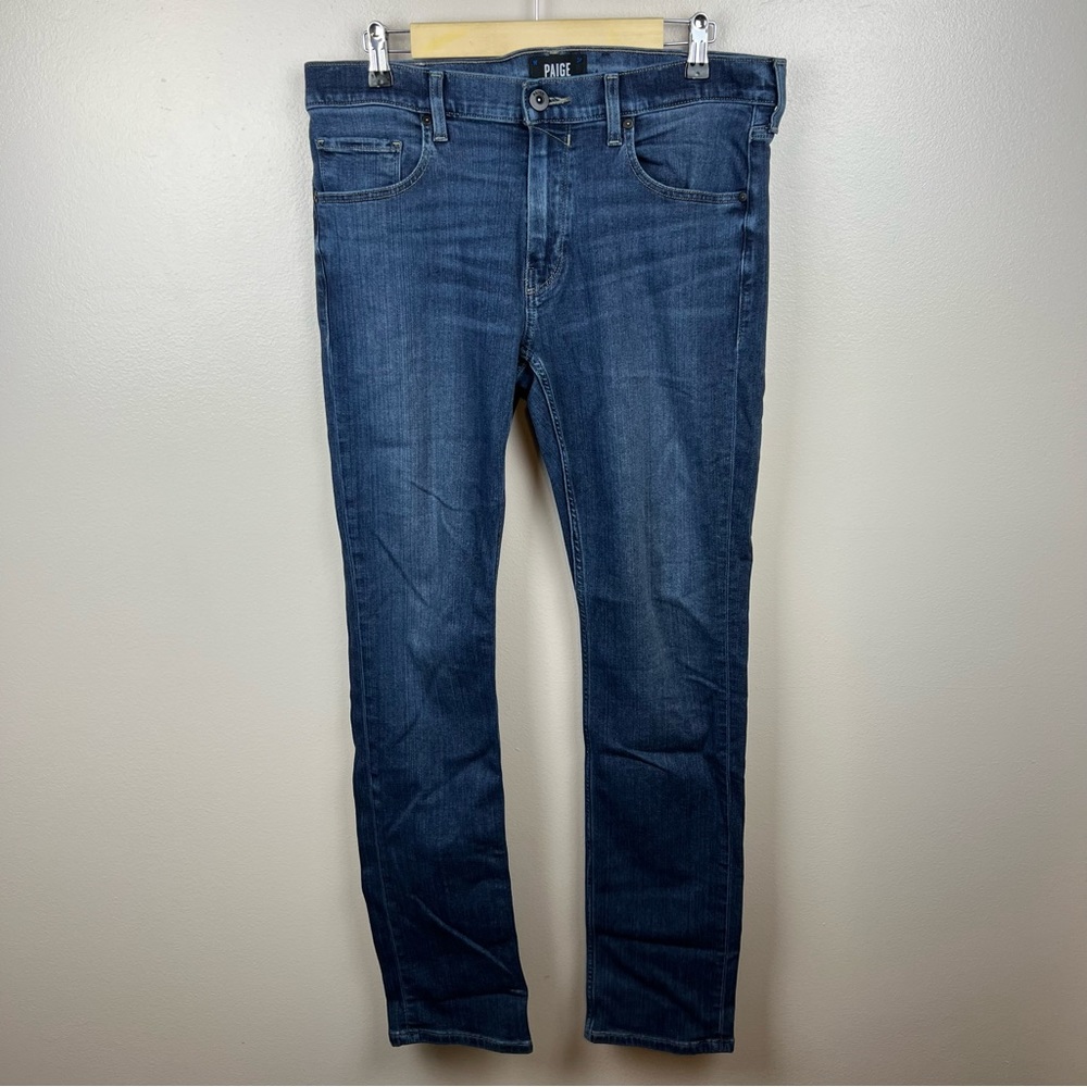Paige Federal Slim Straight Jeans Mens Size 32x33 Medium Wash Blue Denim